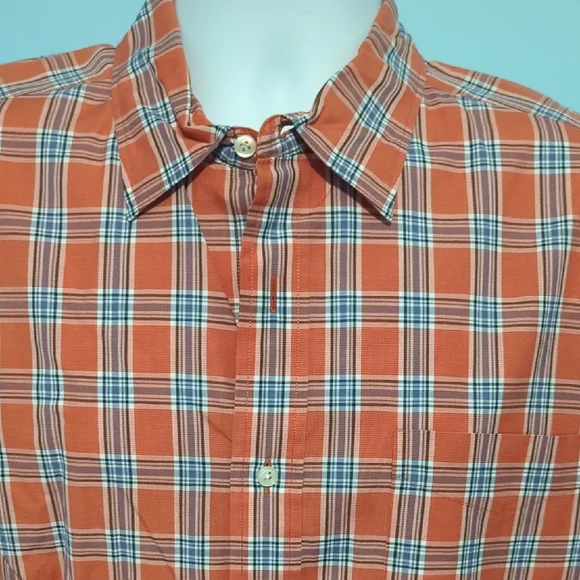 Daniel Cremieux Orange and White Plaid Shirt - Picture 2 of 6